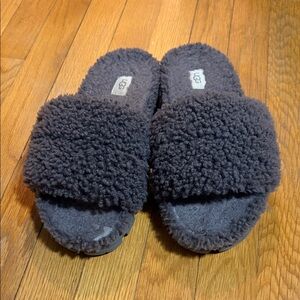 UGG Charcoal Fluffy Slides